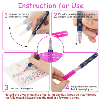 ✨ Magic Outline Glitter Markers Set 🌈 The magic marker set that makes every stroke pop 💖