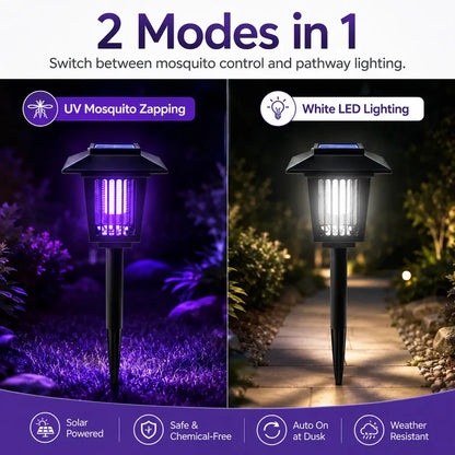 Eco-Friendly - 2-in-1 Flickering Flame - Solar Powered Mosquito Zapper & Garden Stake Light