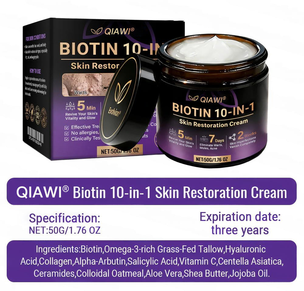 Made and Shipped from USA ✨QIAWI® Proprietary Biotin Blend Skin Restoration Cream 🍀