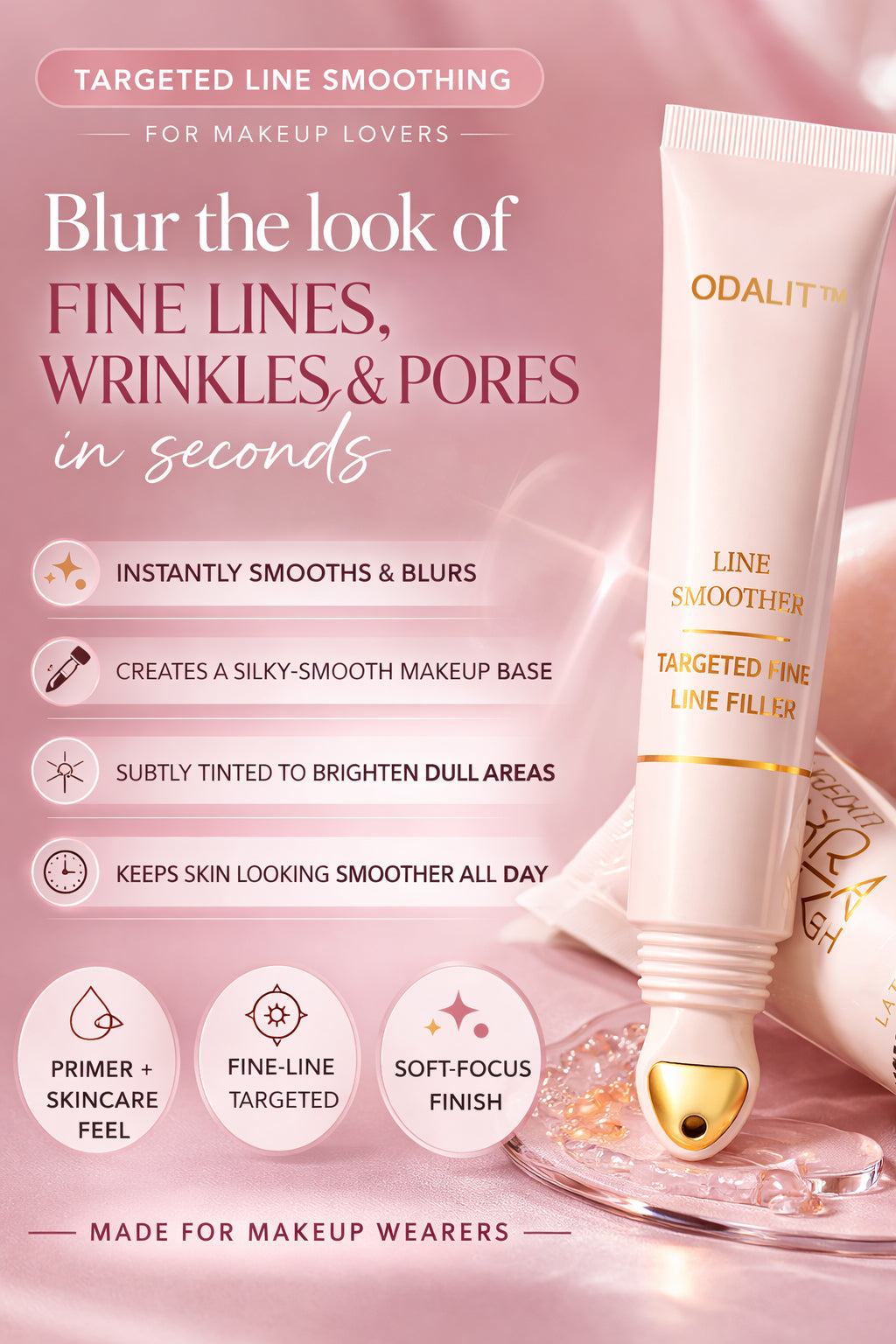 ODALIT™ Instant Line Filler——Smooth Lines in Seconds, Wrinkles & Pores Made to flatter mature skin with a softer, smoother-looking finish