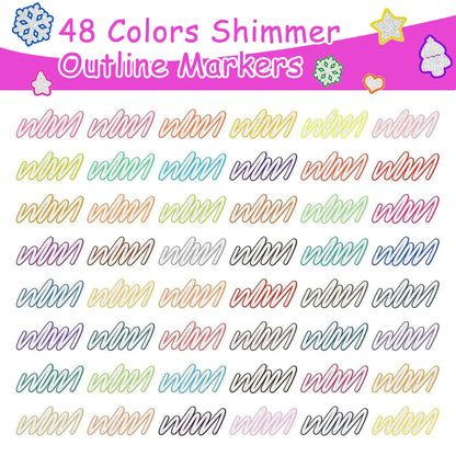 ✨ Magic Outline Glitter Markers Set 🌈 The magic marker set that makes every stroke pop 💖