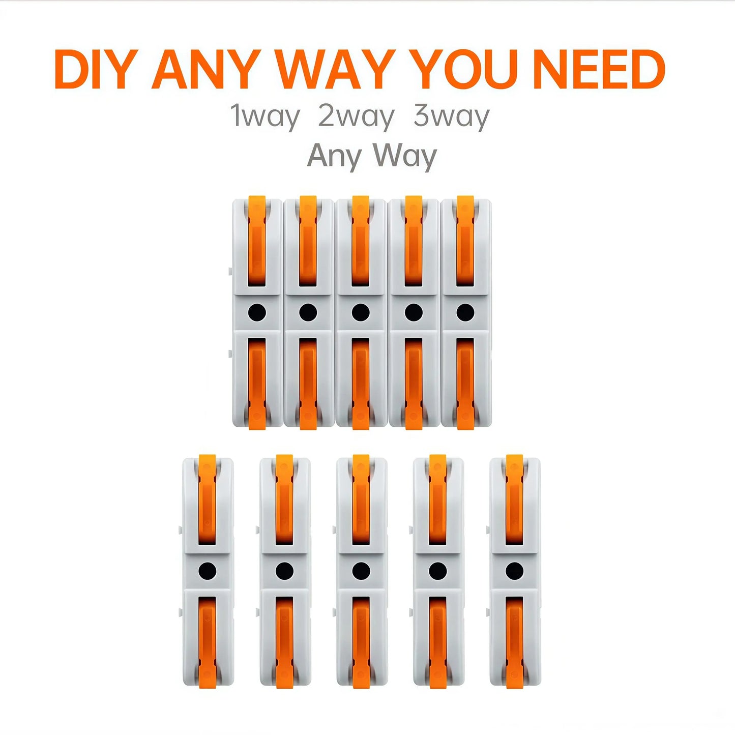 Universal Lever Wire Connectors Kit – 50PCS Quick Electrical Wiring Connectors for 24-12 AWG Solid & Stranded Wires