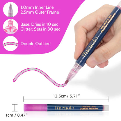 ✨ Magic Outline Glitter Markers Set 🌈 The magic marker set that makes every stroke pop 💖