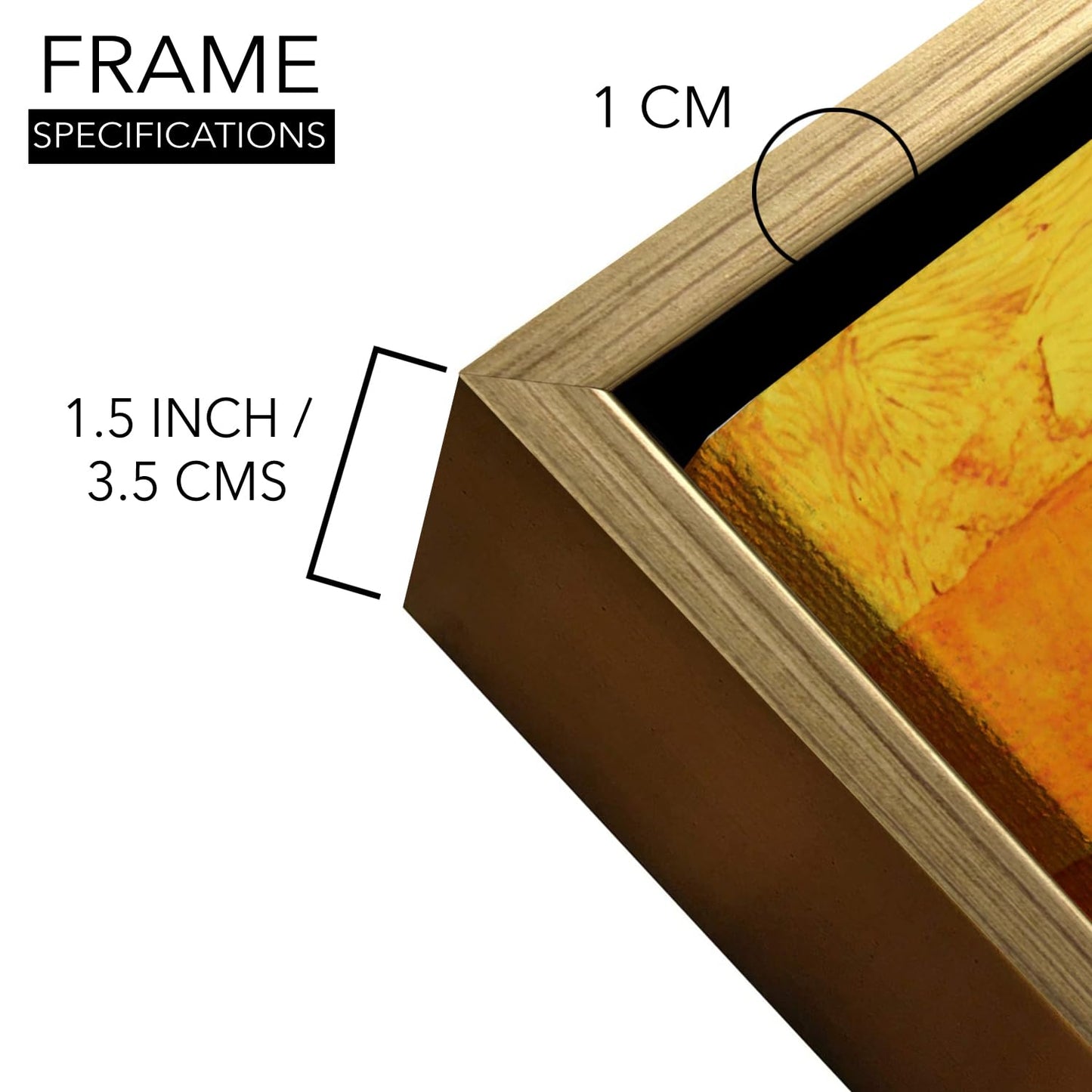 Modern Tropical Palm Leaf Wall Art, HD Canvas Print, Golden Floater Framed, Ready to Hang, (24 In x 48 In) (TRP-WA-29)