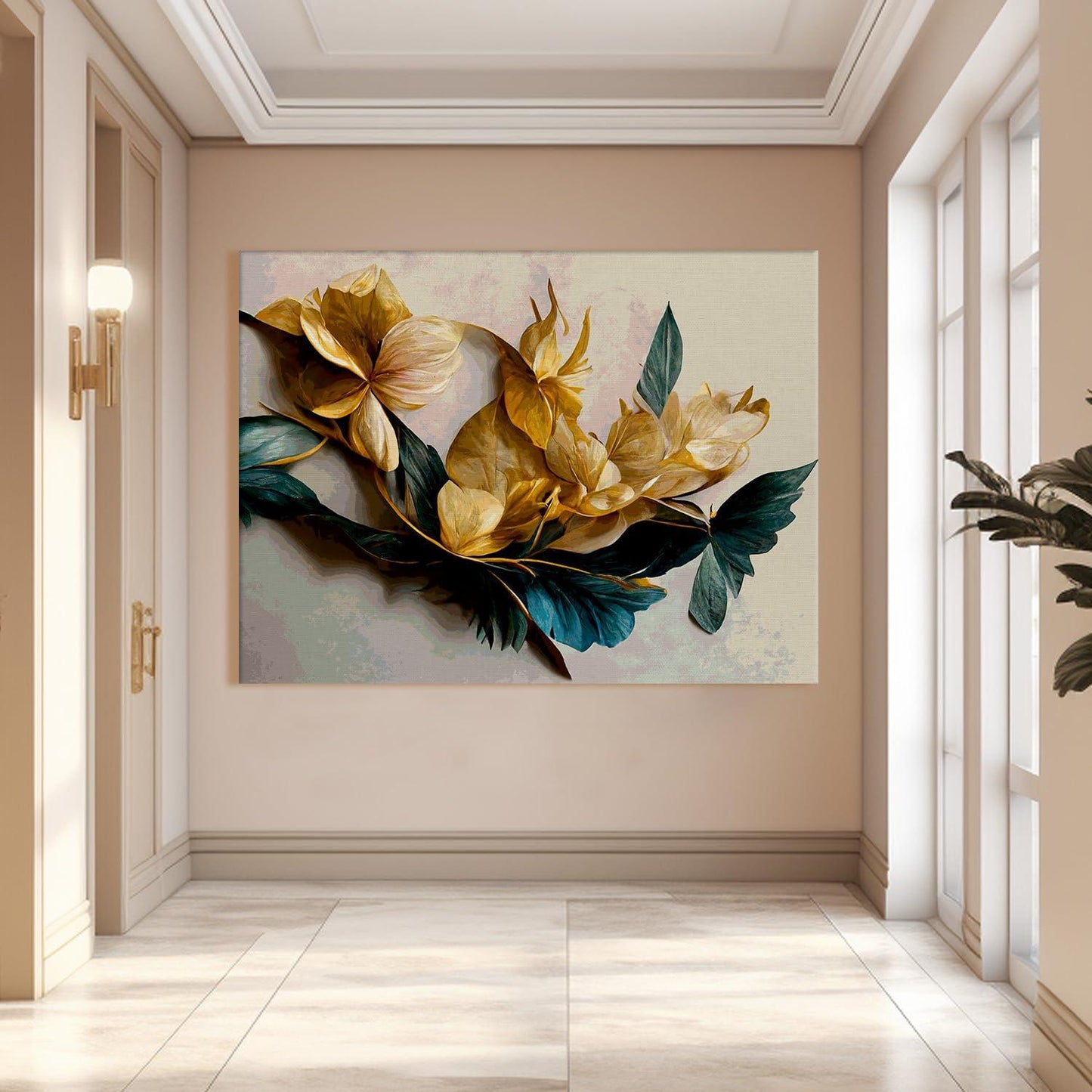 Canvas Floral Wall Art: A Symphony of Nature's Elegance Large Size Canvas Framed Paintings For Living Room, Office, Home Decor. (FLWA05)