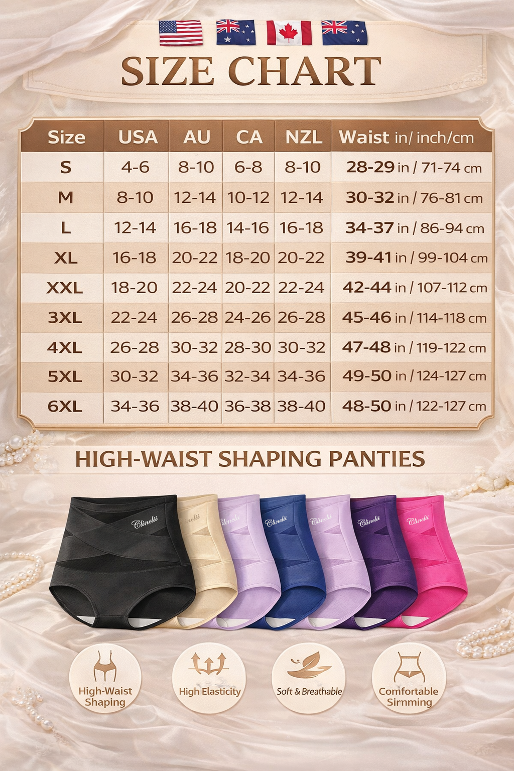 Clinclii™ SculptFit High-Waist Shaping Panties | Seamless Tummy Control & Full Coverage Lift