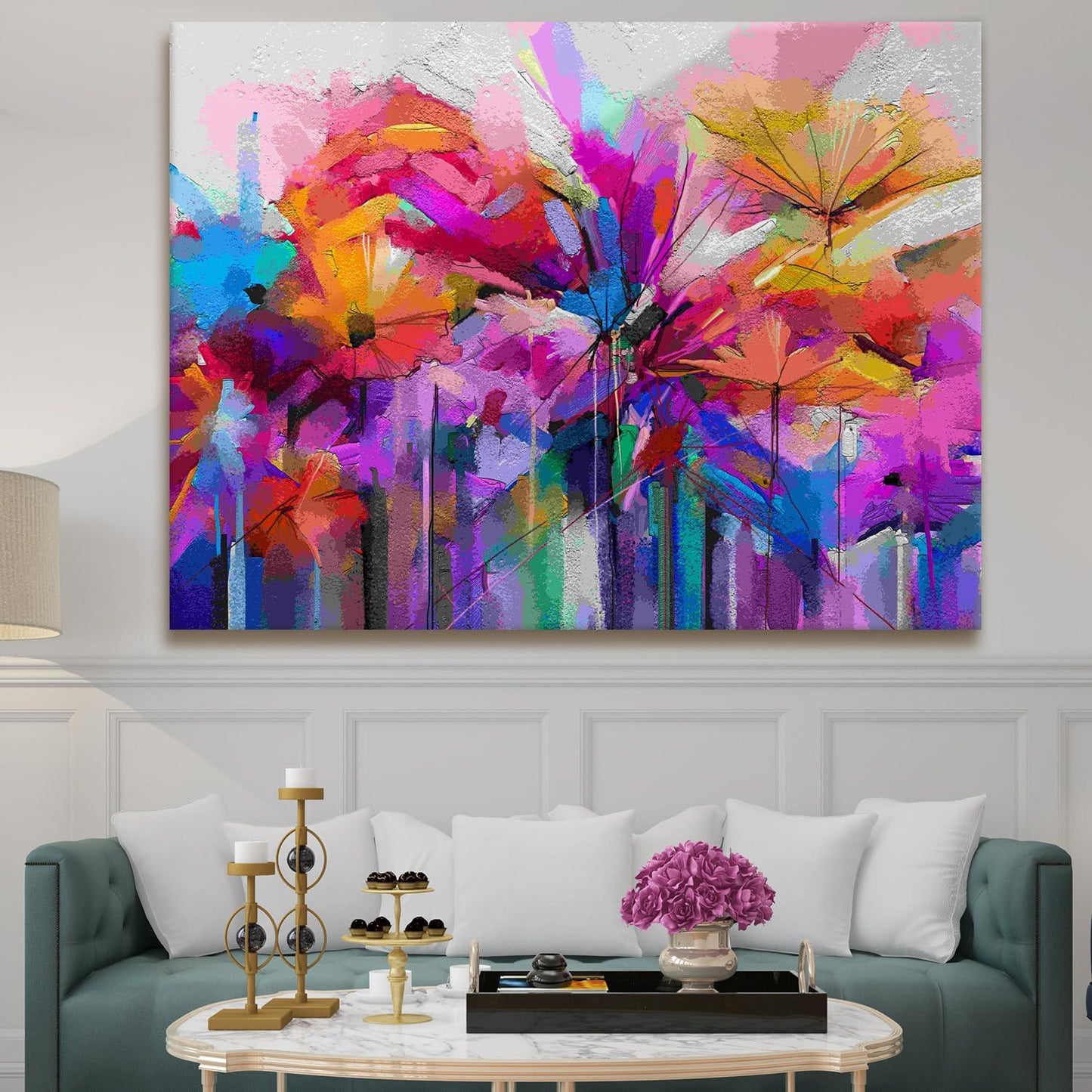 Canvas Floral Wall Art: A Symphony of Nature's Elegance Large Size Canvas Framed Paintings For Living Room, Office, Home Decor. (FLWA04)