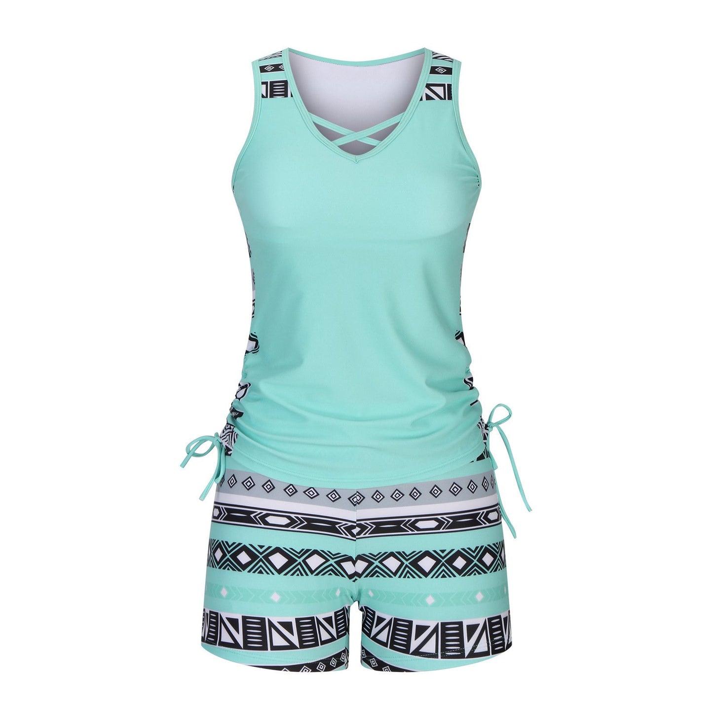 ⏰LAST DAY 60% OFF -Miraclesuit Women's Tummy Control Tankini Set with Built-In Bra – Flattering Boho Swimwear with Shorts🔥 Buy 2 Free Shipping
