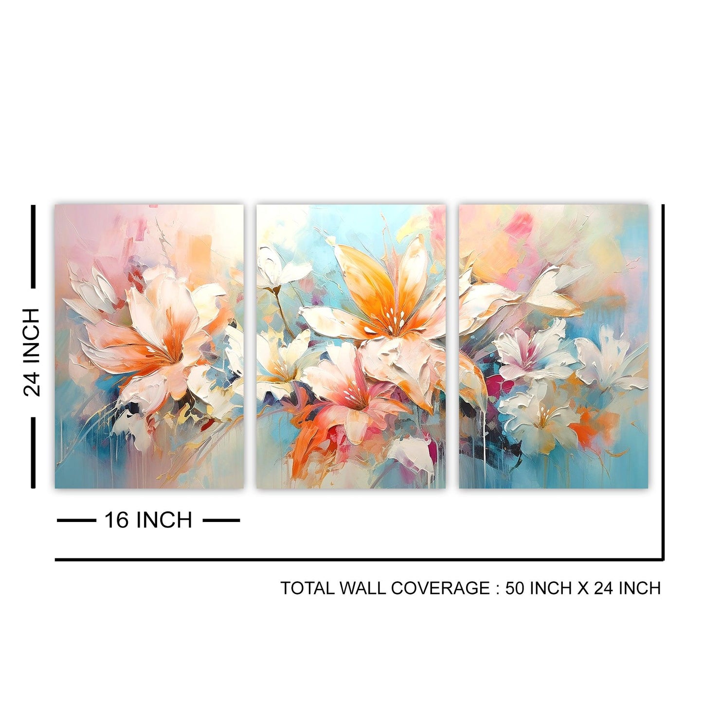 Abstract Floral Oil Painting, HD Canvas Print, Framed, Ready to Hang. (FLWA23)