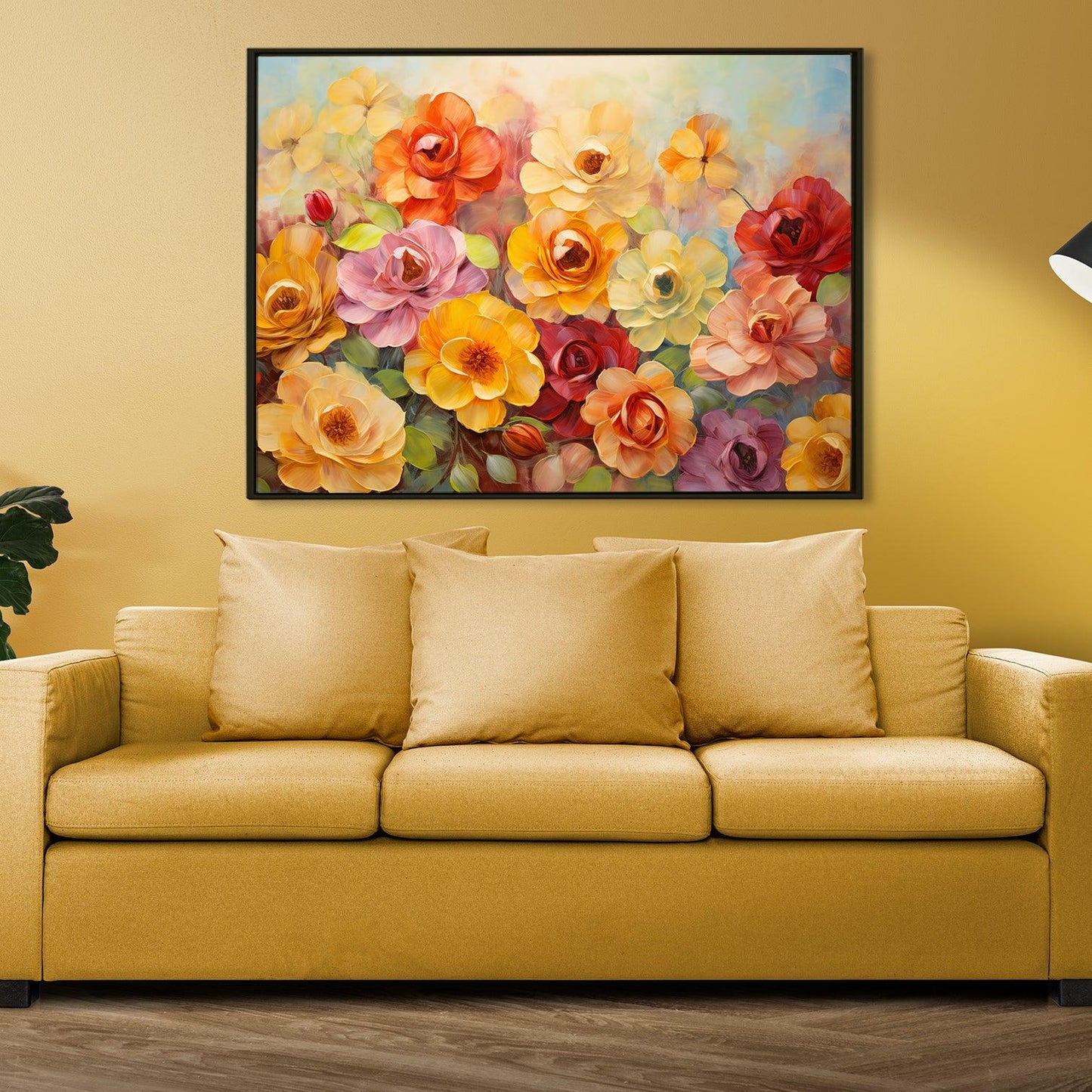 Floral Wall Art Canvas Painting For Hotels and Restaurants Wall Decoration (FLWA39).