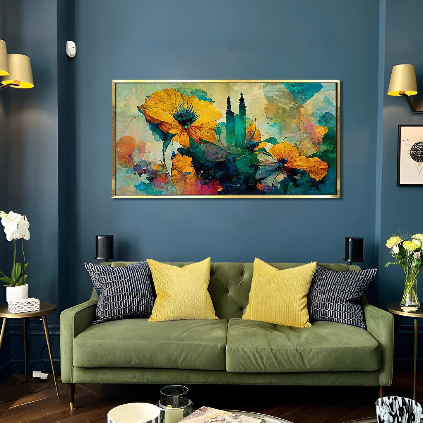 Floral Wall Art Canvas Painting For Restaurants and Cafe Wall decoration (FLWA37).