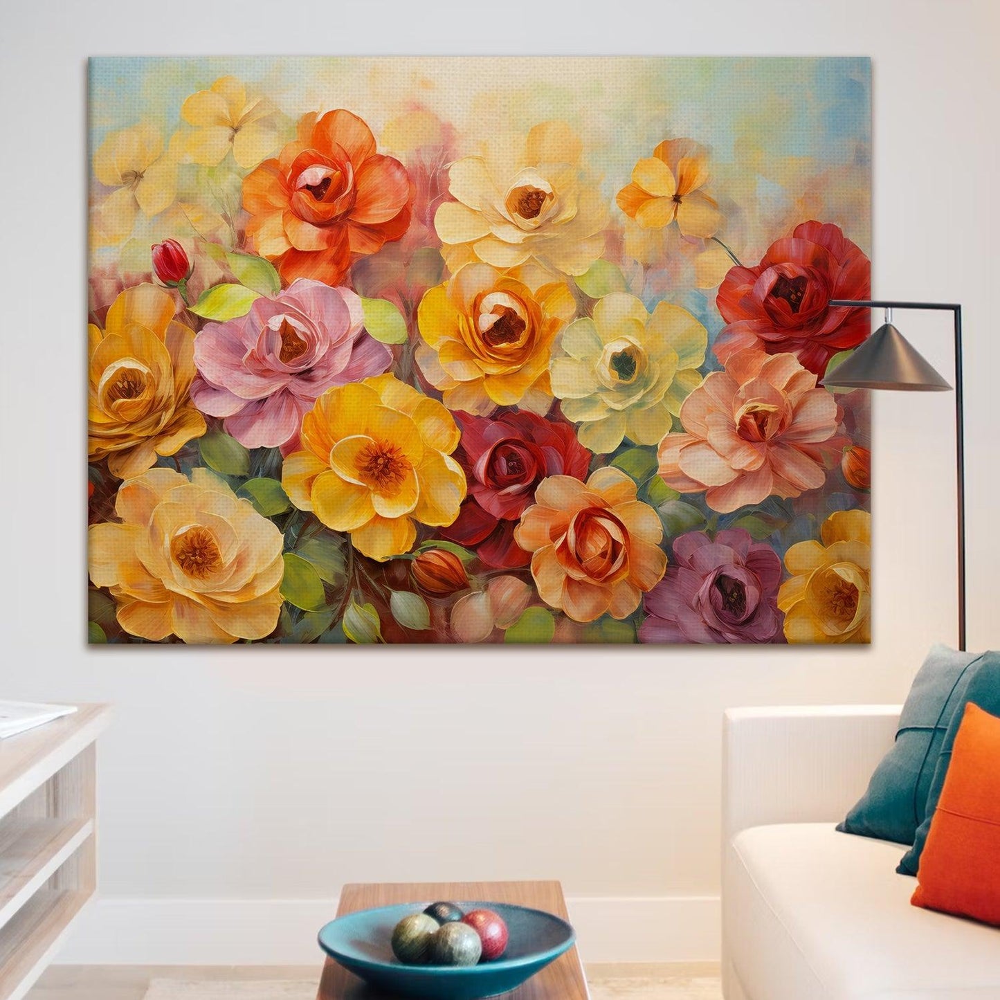 Floral Wall Art Canvas Painting For Hotels and Restaurants Wall Decoration (FLWA39).