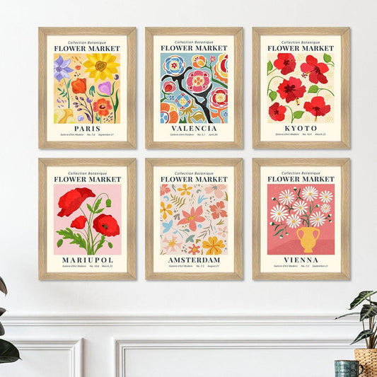 Exclusive Vintage Art Paintings: Enhance Your Home D¨¦cor with Framed European and Floral Masterpieces - Perfect for Living Rooms, Bedrooms, and Office Spaces (FLOWER MARKET) (ARTFM007)
