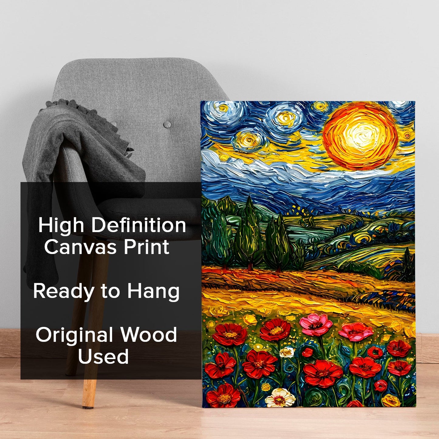 Swirling Meadows Wall Art Painting, HD Canvas Print, Framed, Ready to Hang. (AMWA20)