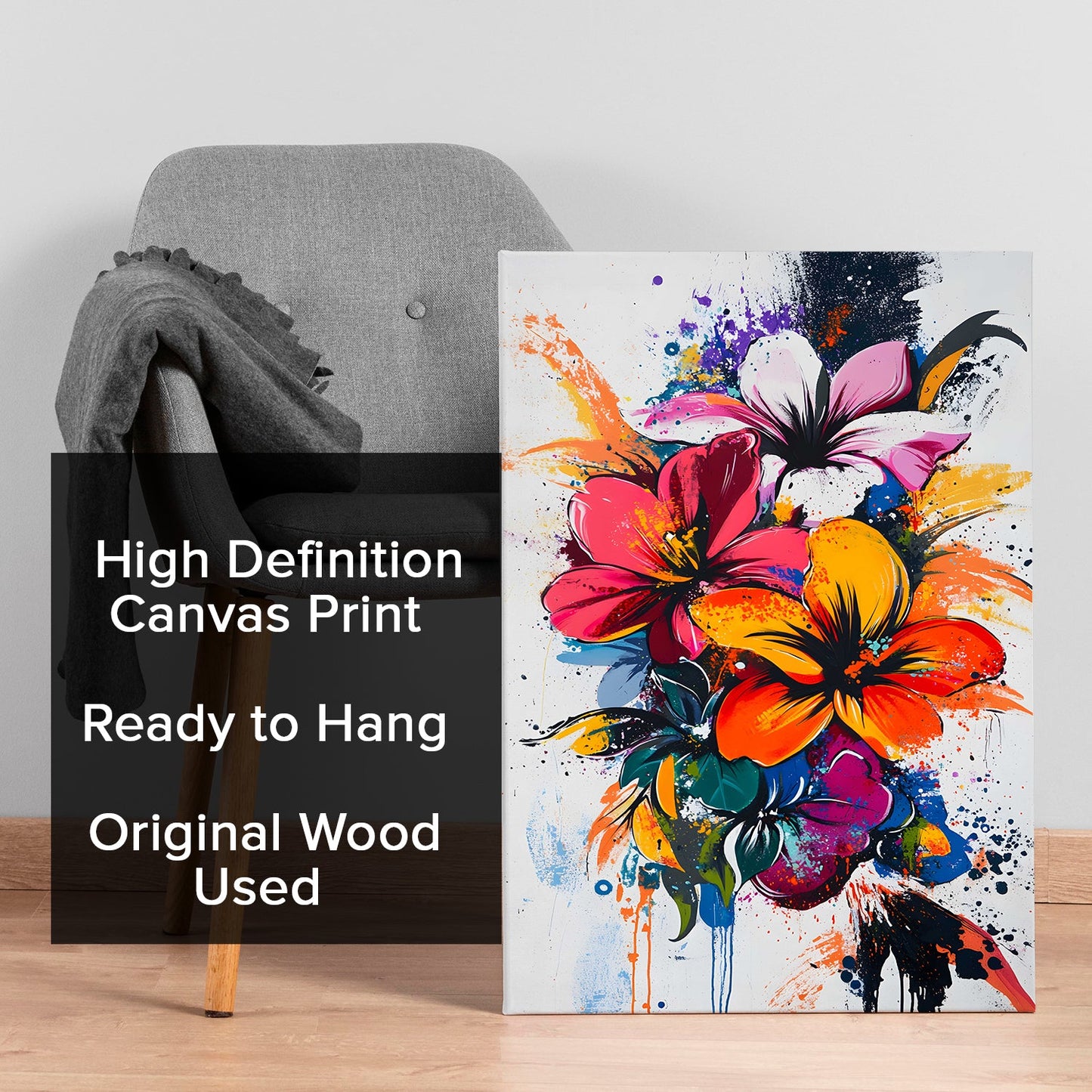 Floral Explosion Wall Art Painting, HD Canvas Print, Framed, Ready to Hang. (AMWA44)