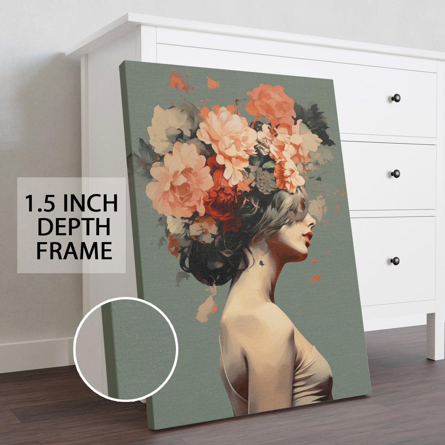 The Floral Crown Wall Art Painting, HD Canvas Print, Framed, Ready to Hang. (BOWA10)