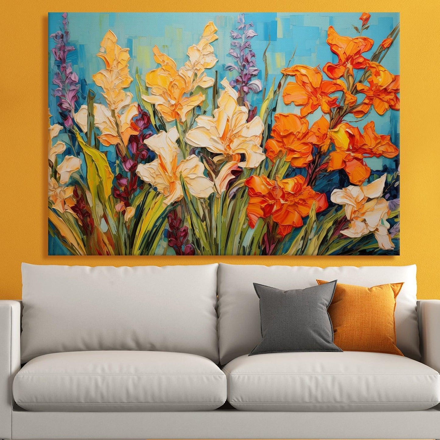 Canvas Floral Wall Art: A Symphony of Nature's Elegance Large Size Canvas Framed Paintings For Living Room, Office, Home Decor. (FLWA12)