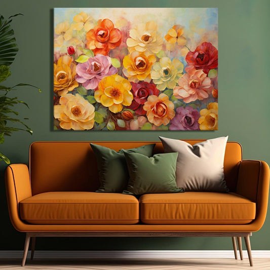 Floral Wall Art Canvas Painting For Hotels and Restaurants Wall Decoration (FLWA39).