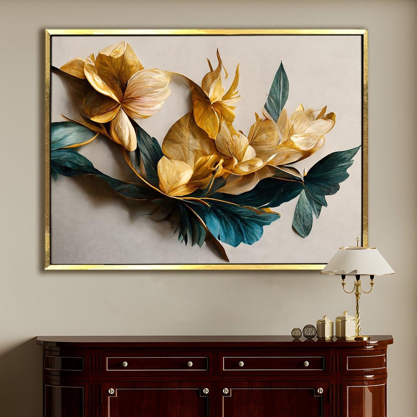 Canvas Floral Wall Art: A Symphony of Nature's Elegance Large Size Canvas Framed Paintings For Living Room, Office, Home Decor. (FLWA05)