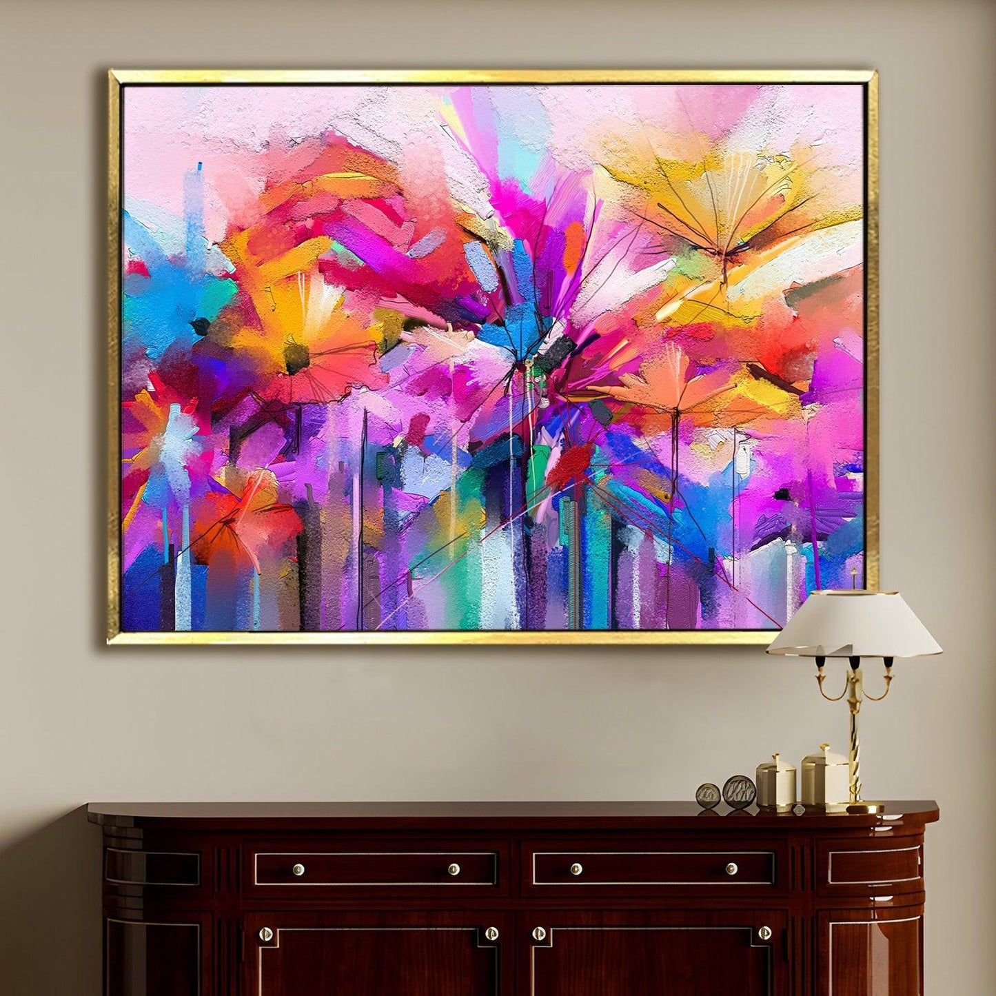 Canvas Floral Wall Art: A Symphony of Nature's Elegance Large Size Canvas Framed Paintings For Living Room, Office, Home Decor. (FLWA04)