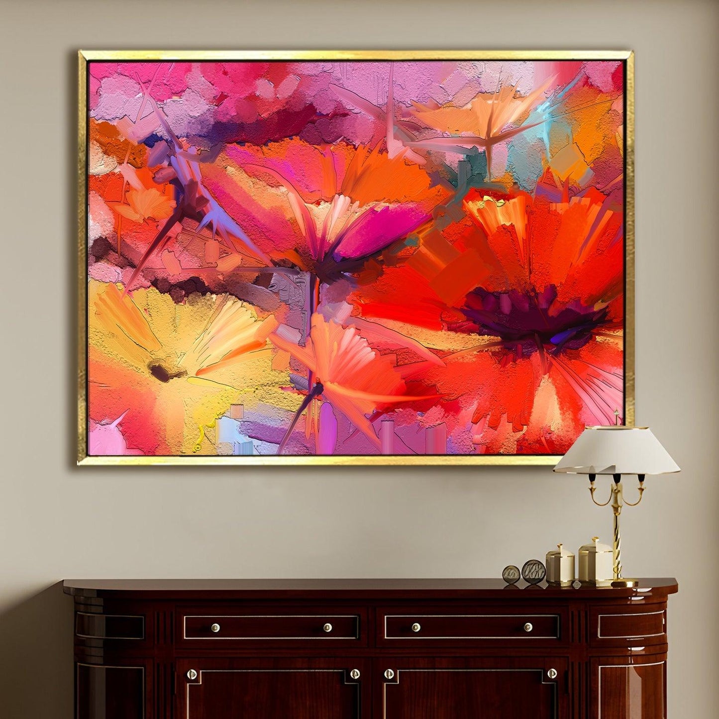 Canvas Floral Wall Art: A Symphony of Nature's Elegance Large Size Canvas Framed Paintings For Living Room, Office, Home Decor. (FLWA01)