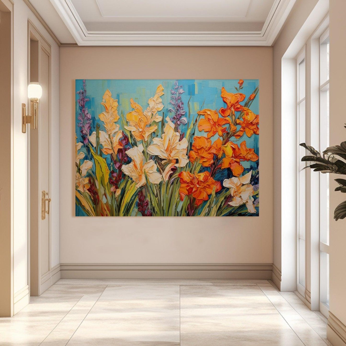 Canvas Floral Wall Art: A Symphony of Nature's Elegance Large Size Canvas Framed Paintings For Living Room, Office, Home Decor. (FLWA12)