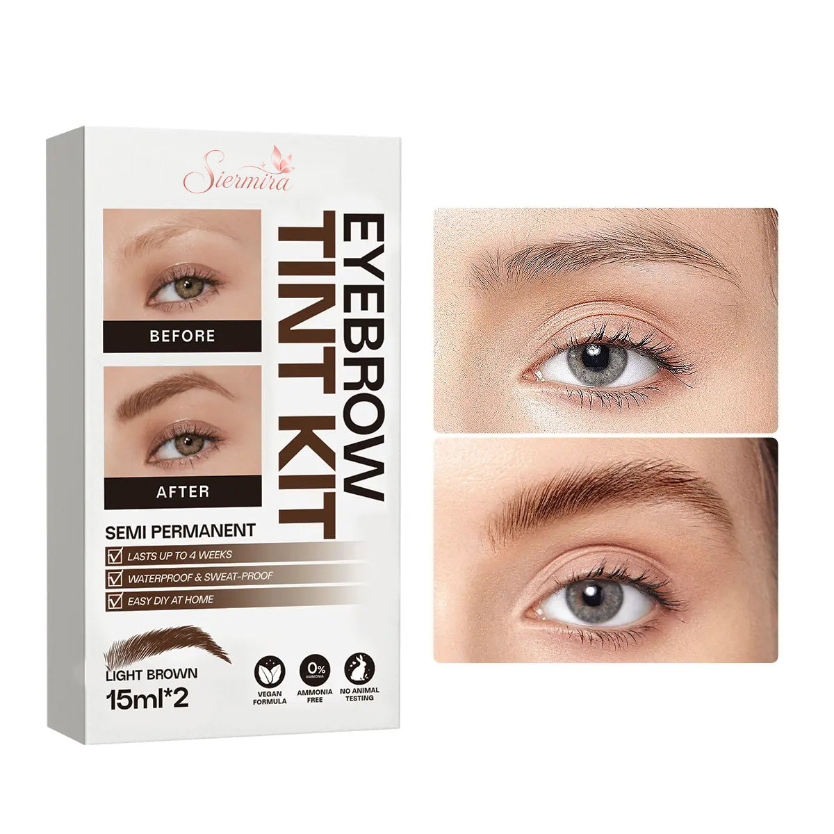 Siermira Eyebrow Tint Kit—Long-Lasting Waterproof Brow Color at Home