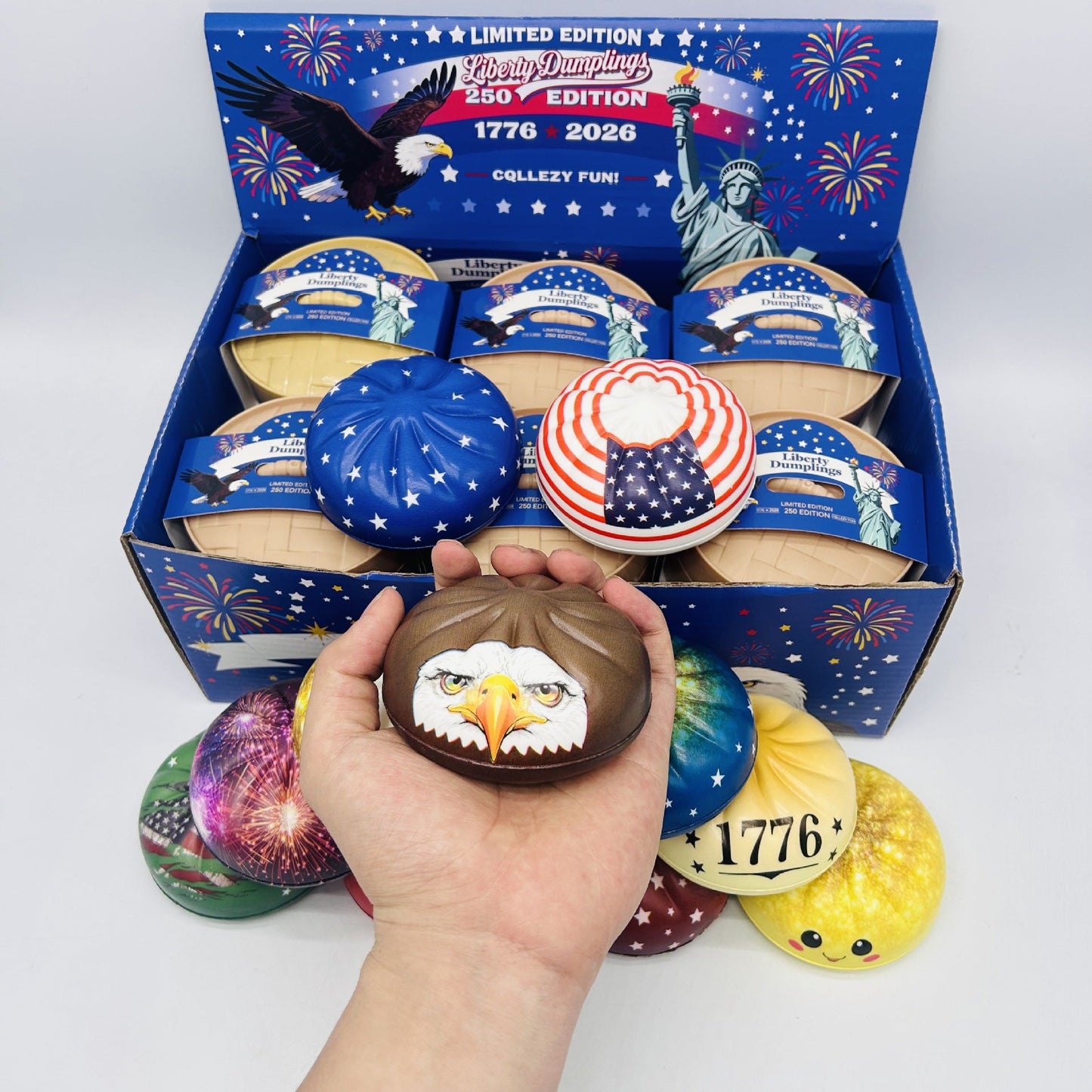 📦Limited Stock • Restock Takes Time⏰Patriotic Dumpling Squishy – USA 250 Edition