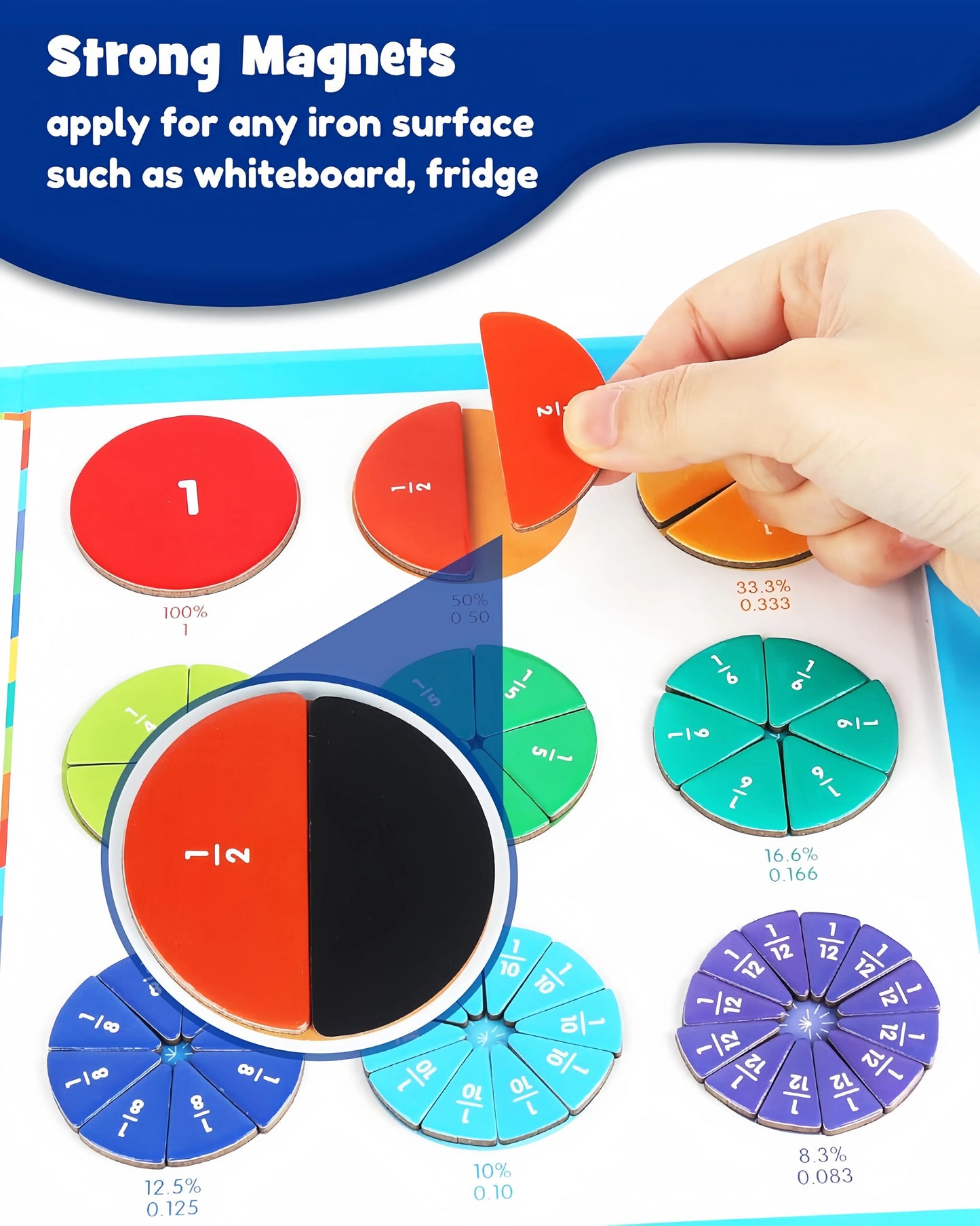Montessori Magnetic Book Fraction Puzzle for Children