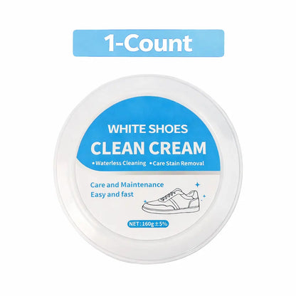 White Shoe Cleaner Cream Multipurpose No-Wash Solid Comes with Sponge Removes Stains Ideal for Leather Silicone Car Interiors Mild Non-Irritating Eco-Friendly