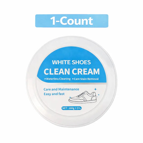 White Shoe Cleaner Cream Multipurpose No-Wash Solid Comes with Sponge Removes Stains Ideal for Leather Silicone Car Interiors Mild Non-Irritating Eco-Friendly