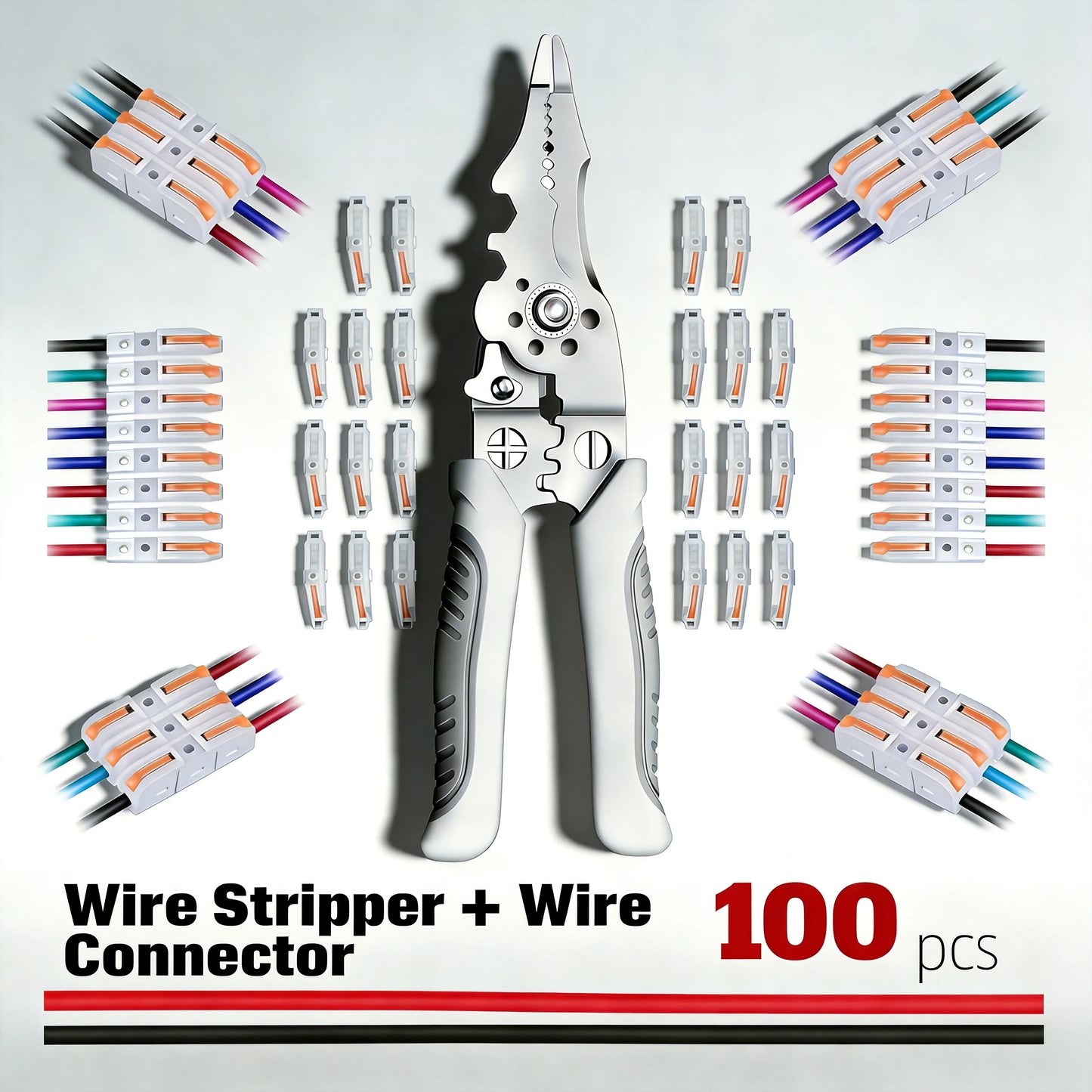 Universal Lever Wire Connectors Kit – 50PCS Quick Electrical Wiring Connectors for 24-12 AWG Solid & Stranded Wires
