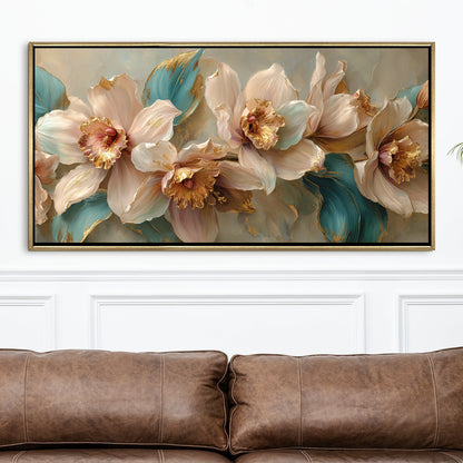 Abstract Floral Wall Art ¨C Golden Floater Frame, HD Canvas Print, Ready to Hang, Size: 2x4 feet (FLBWA93)