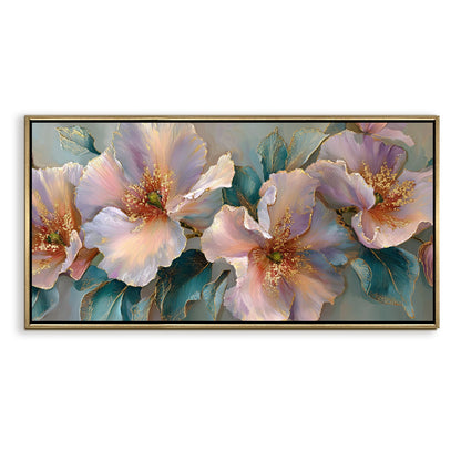 Abstract Floral Wall Art ¨C Golden Floater Frame, HD Canvas Print, Ready to Hang, Size: 2x4 feet (FLBWA94)