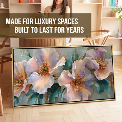 Abstract Floral Wall Art ¨C Golden Floater Frame, HD Canvas Print, Ready to Hang, Size: 2x4 feet (FLBWA94)