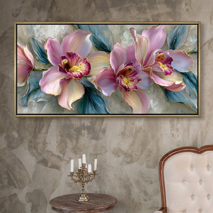 Abstract Floral Wall Art ¨C Golden Floater Frame, HD Canvas Print, Ready to Hang, Size: 2x4 feet (FLBWA95)