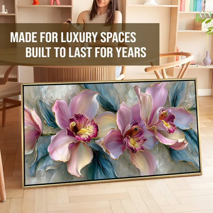 Abstract Floral Wall Art ¨C Golden Floater Frame, HD Canvas Print, Ready to Hang, Size: 2x4 feet (FLBWA95)
